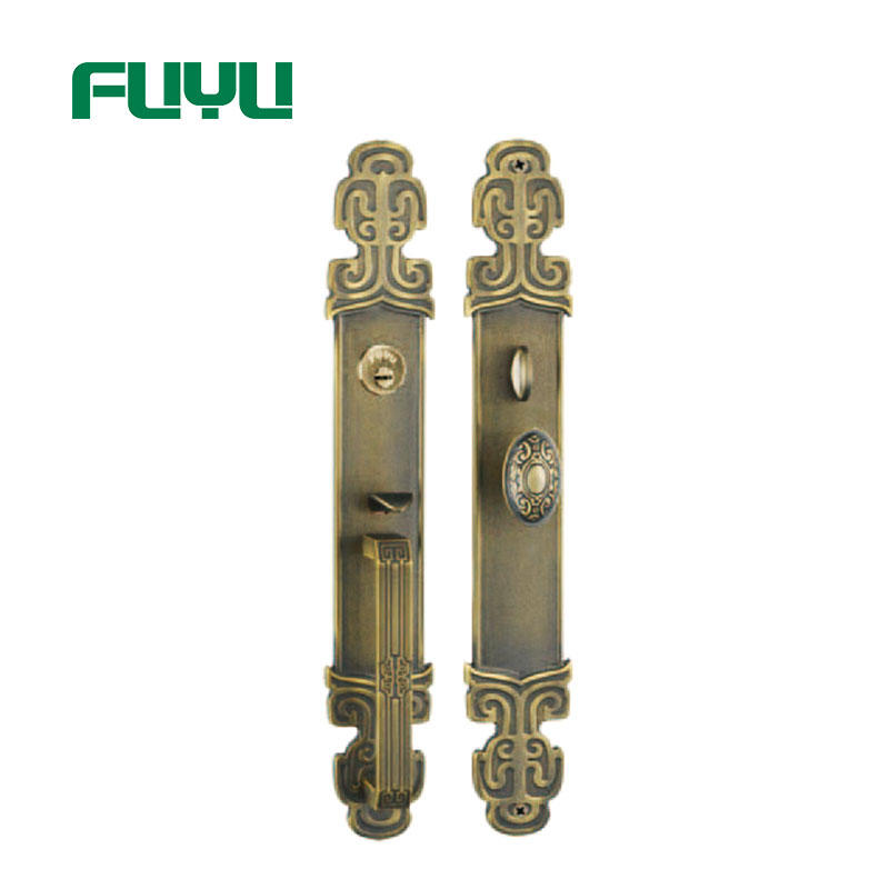 FUYU quality brass bathroom door handles with lock with latch for wooden door-1