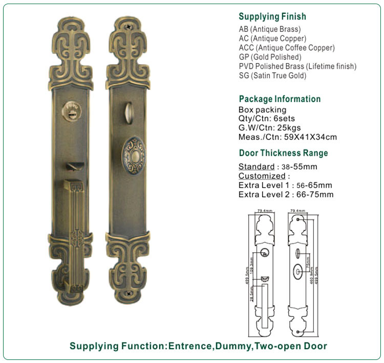 FUYU quality brass bathroom door handles with lock with latch for wooden door
