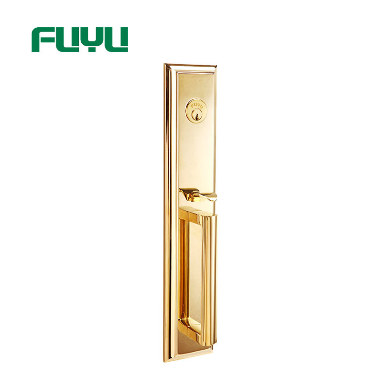 Dubai estilo liso fácil de instalar cerraduras de manija de puerta de oro