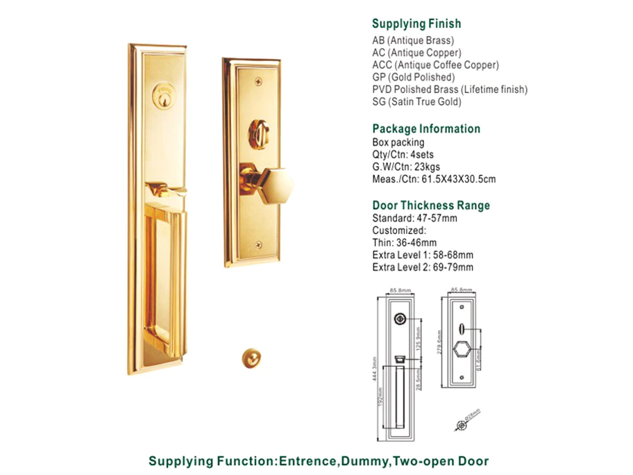 Dubai Plain Style Easy To Install Gold Door Handle Locks
