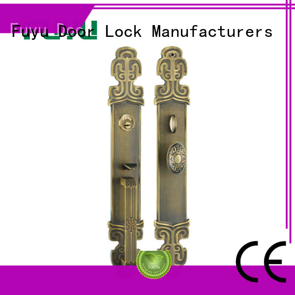 FUYU quality brass bathroom door handles with lock with latch for wooden door