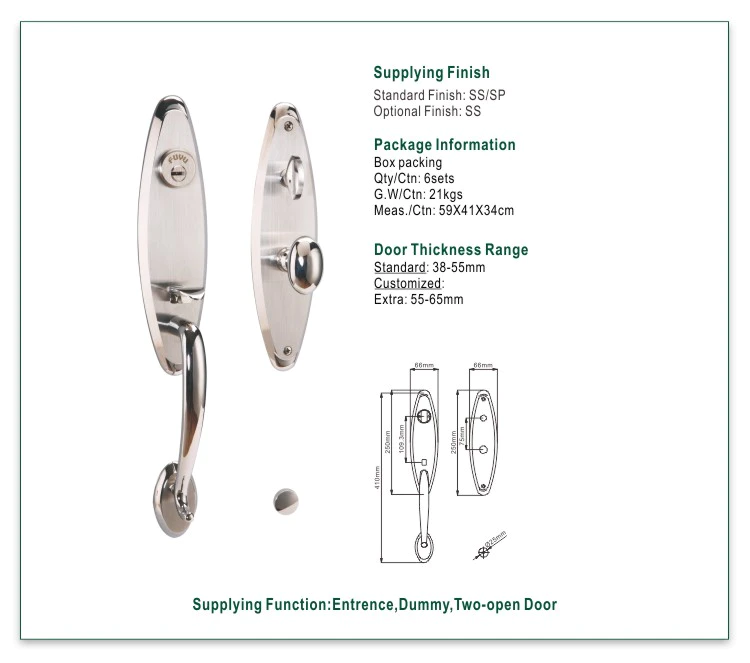 FUYU security stainless steel handle door locks with international standard for home