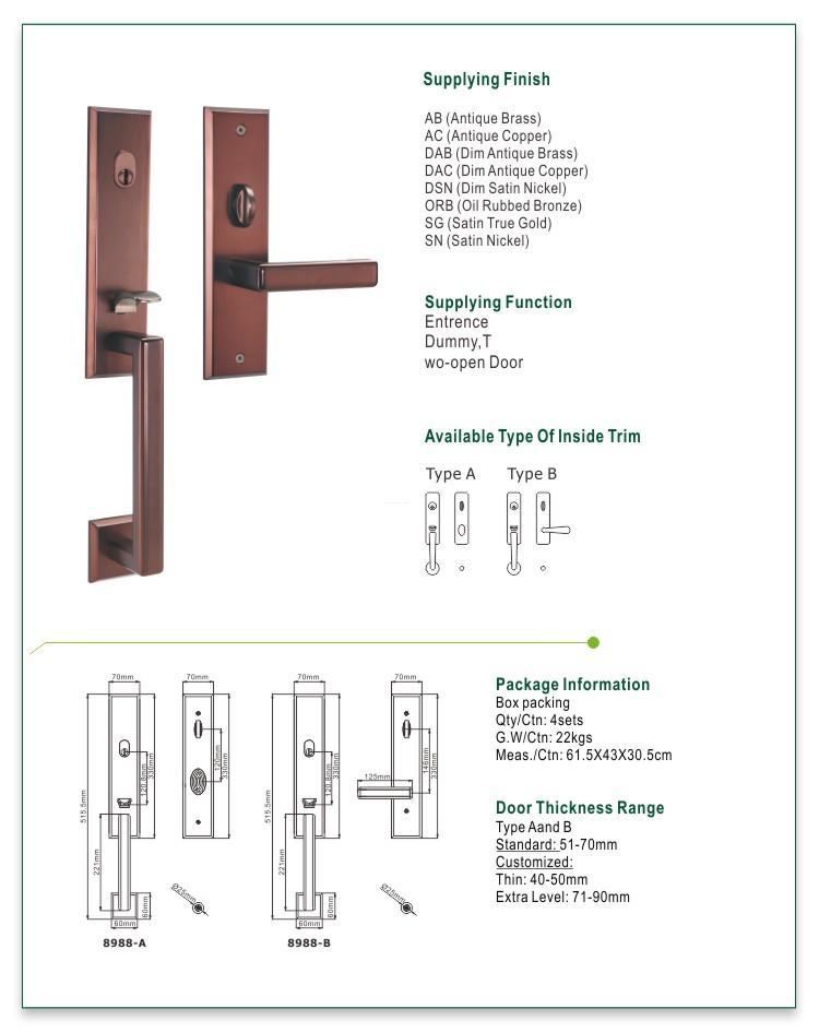 durable zinc alloy door lock for wood door selling with latch for entry door