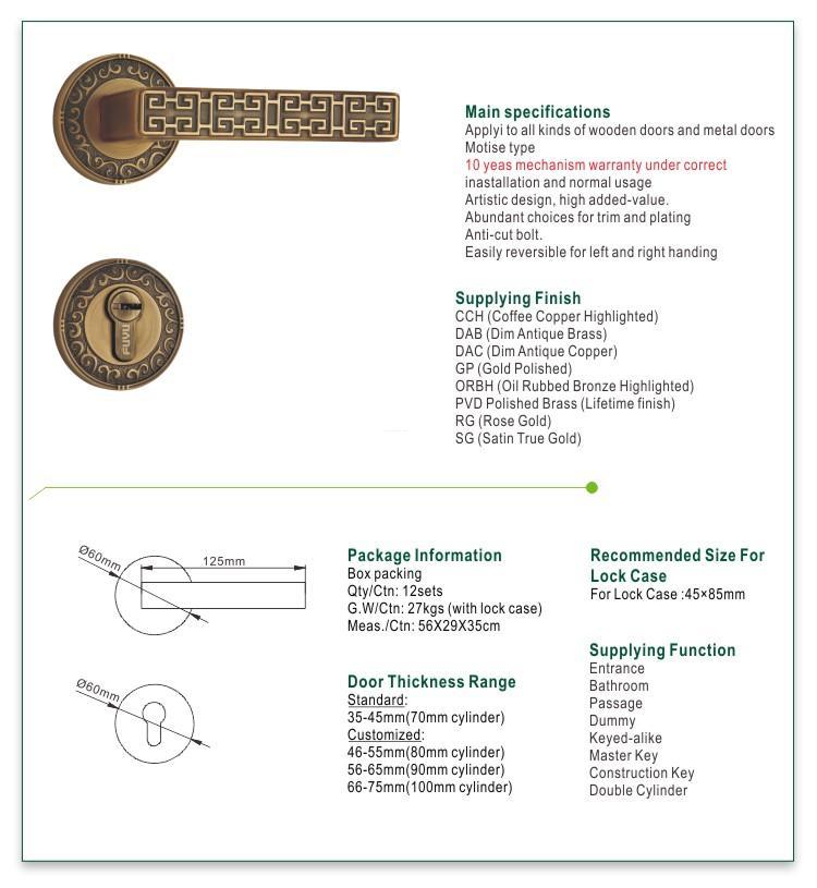 FUYU custom lever on rose door handle manufacturer for wooden door