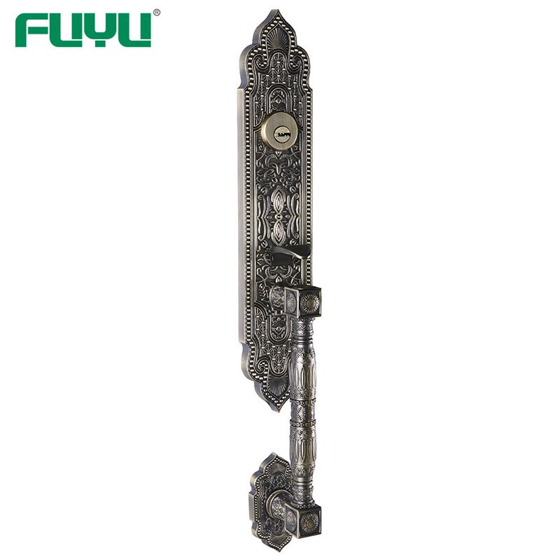 Antique Brass Finish Zinc Alloy Mortise Grip Handle Entrance Door Lock-FUYU lock-img-1