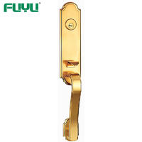 Gold plated luxury outside security door handle lock for wooden doors
