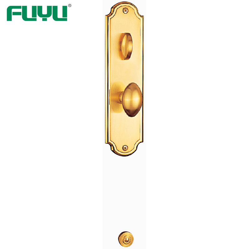 Gold plated luxury outside security door handle lock for wooden doors