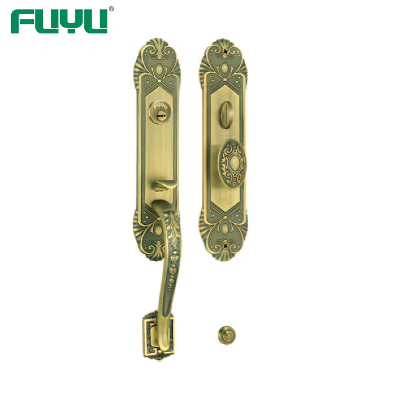 Classical antique brass big handle door lock for main door