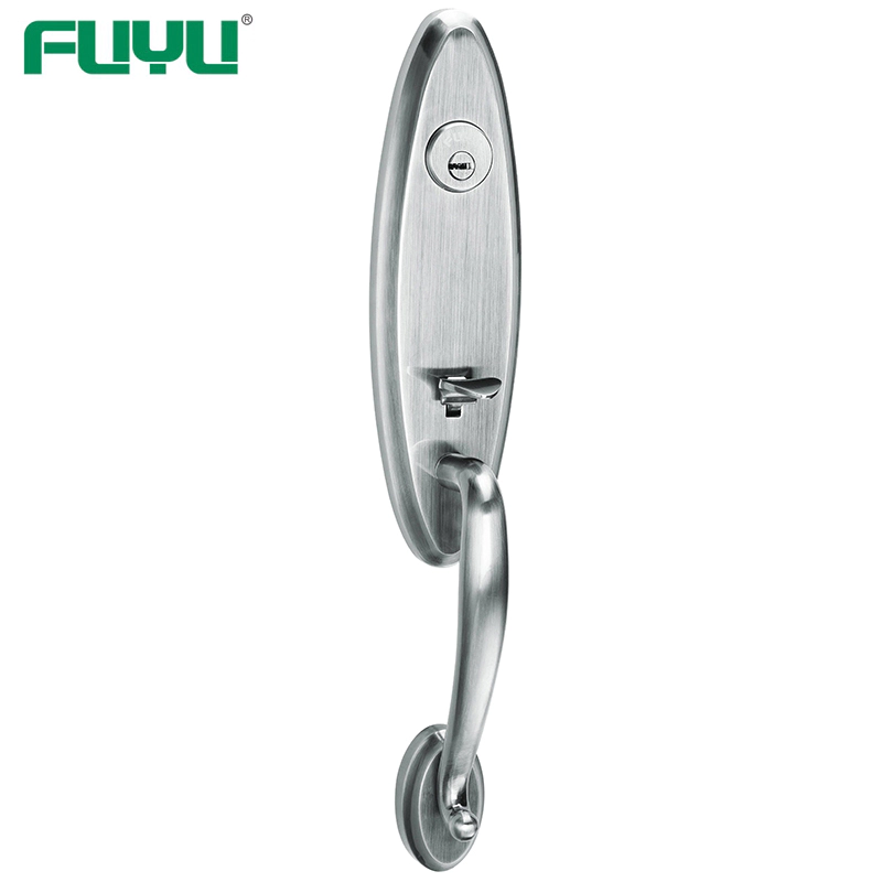Luxury design heavy duty zinc alloy black grip handle gate door lock for two open door