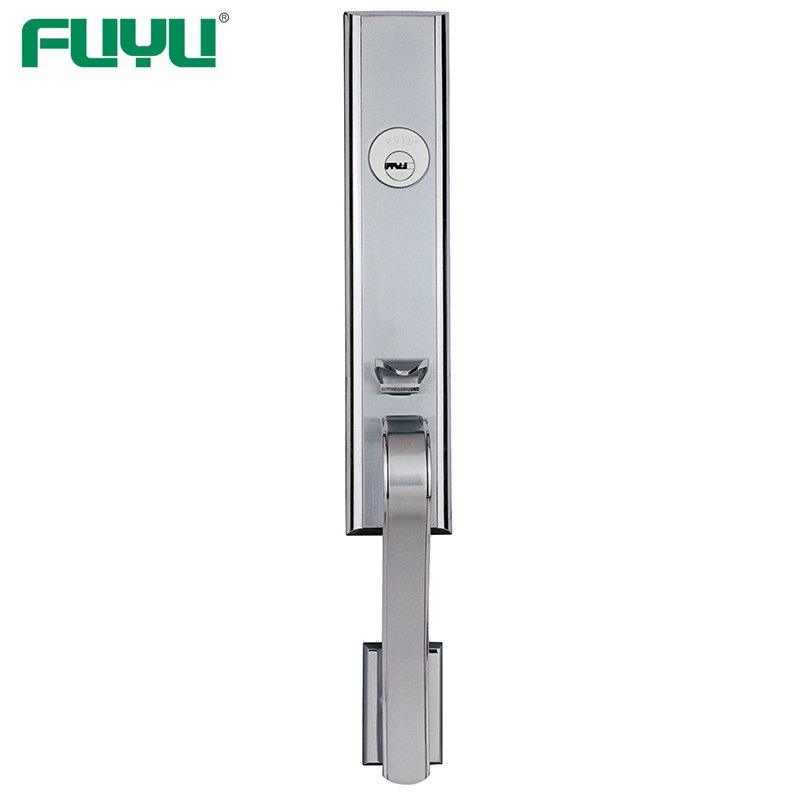 High security zinc entry door handle set with lock