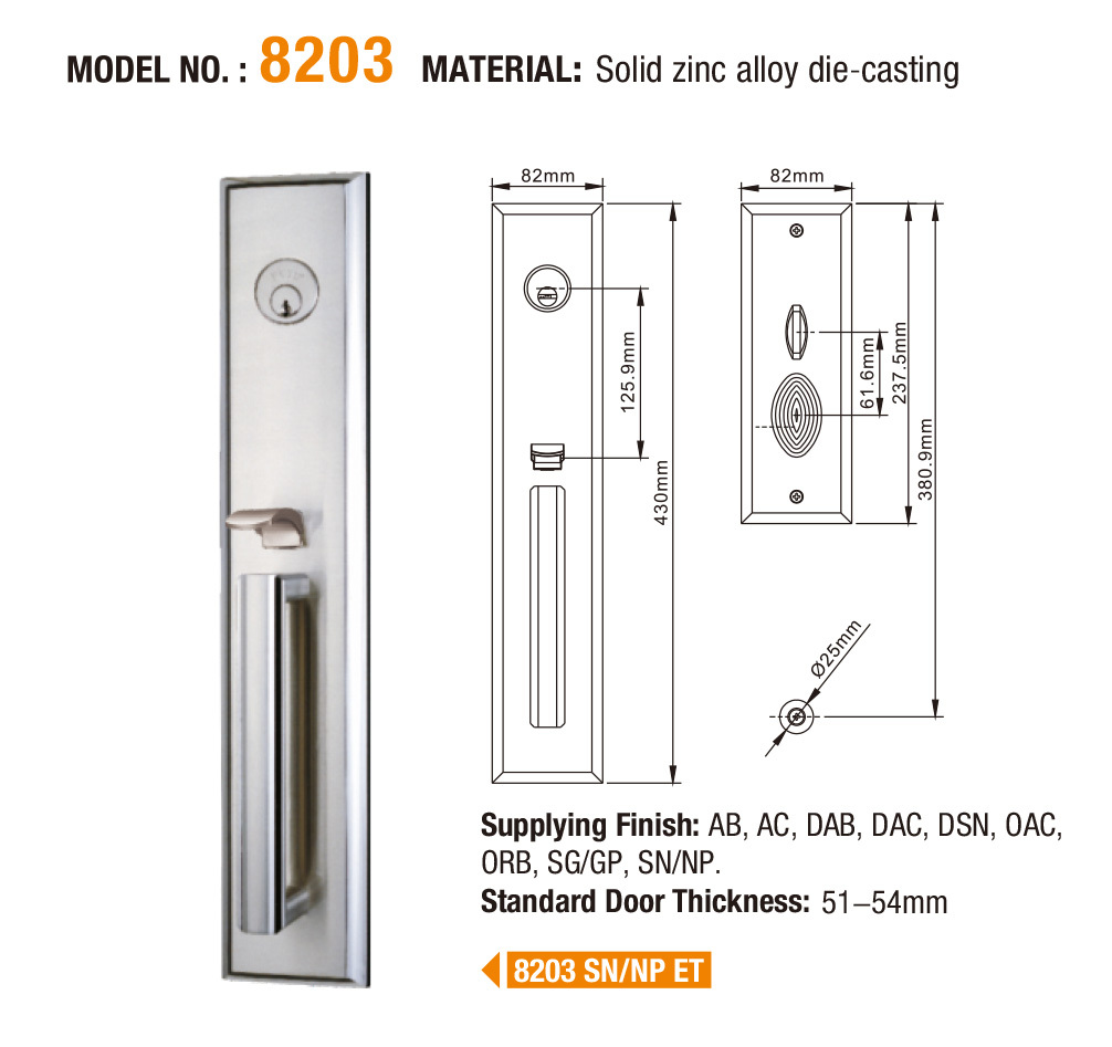 FUYU mortise door lock with international standard for wooden door