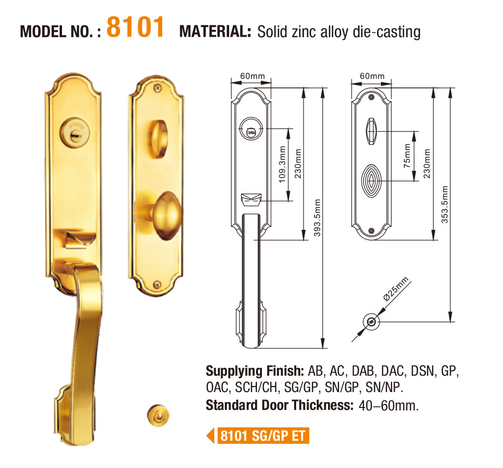 custom 3 lever lock warranty with latch for indoor