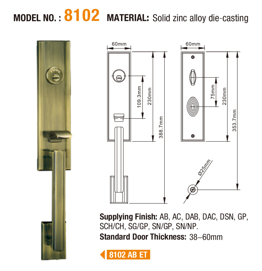 FUYU european zinc alloy door lock for timber door on sale for mall