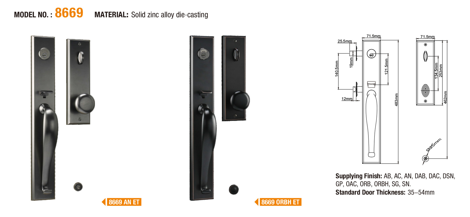 FUYU door zinc alloy door lock for wooden door with latch for entry door