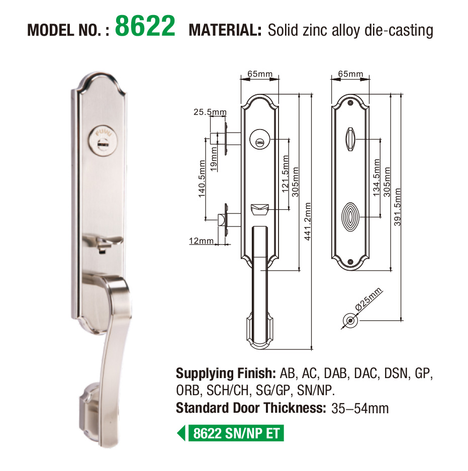 FUYU quality zinc alloy door lock for timber door with latch for shop-6