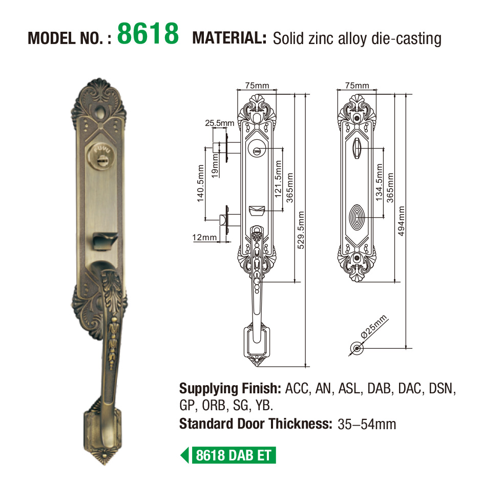 durable door handle lock steel with latch for shop-6