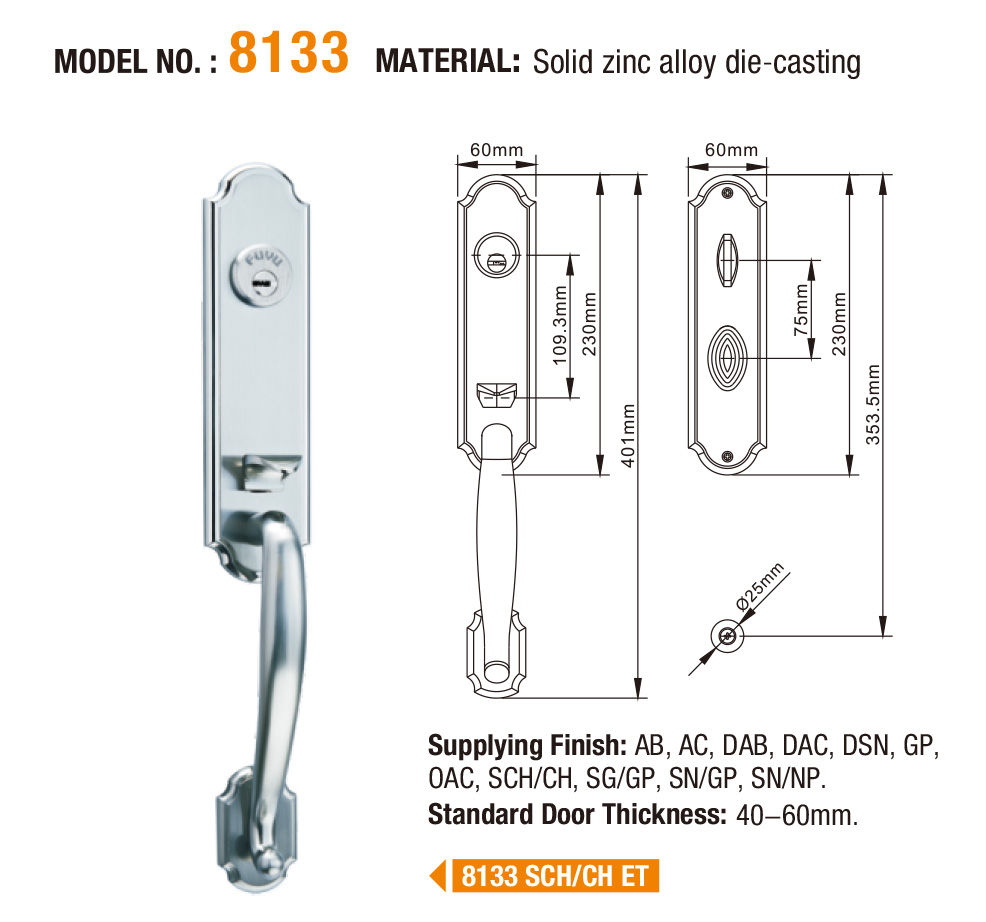 FUYU fittings bathroom door handle with lock with latch for entry door-5