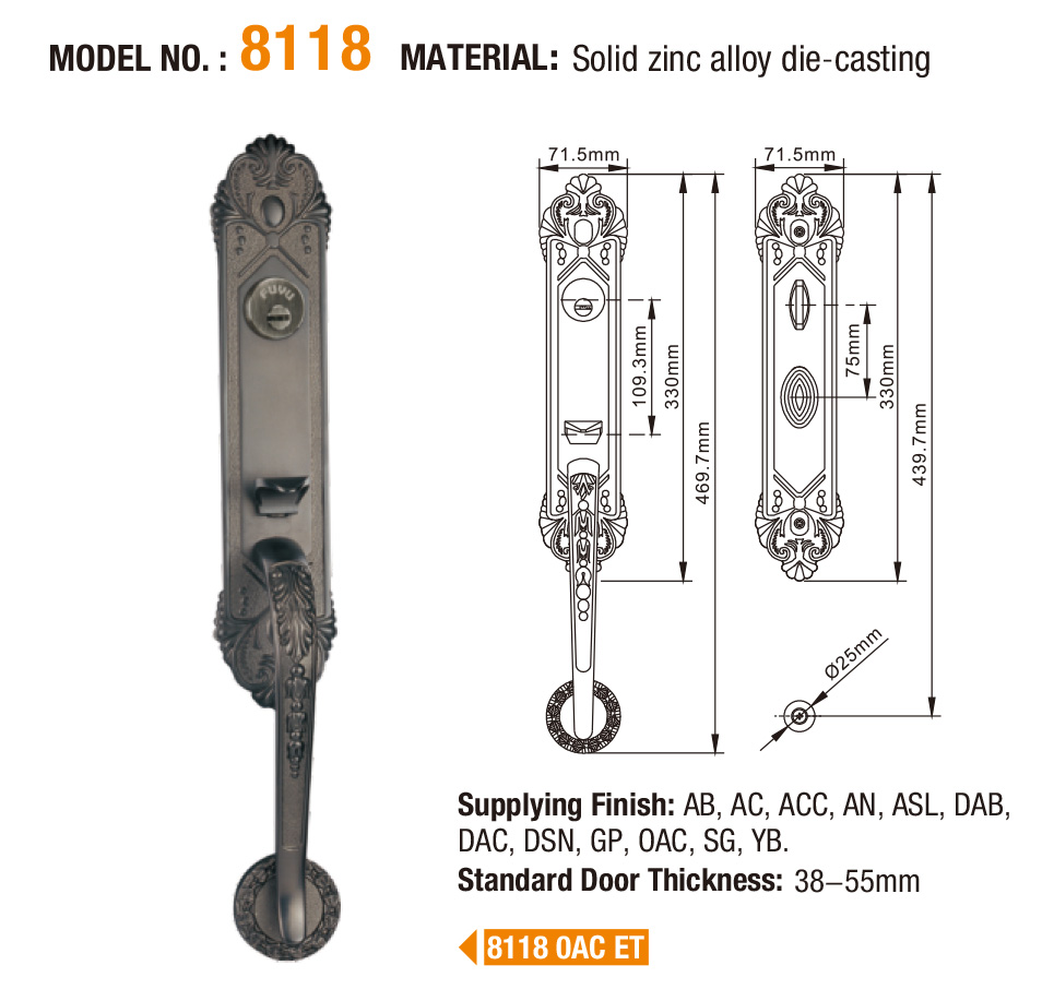 FUYU grip handle door lock supplier for wooden door-5