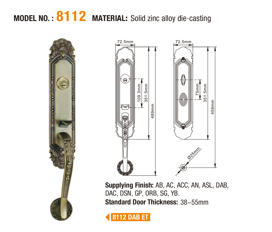 FUYU durable zinc alloy grip handle door lock on sale for entry door-5