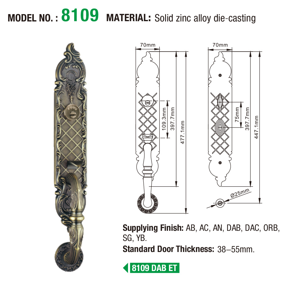 product-USA style black luxury steel gate Grip handle mortise door lock-FUYU-img