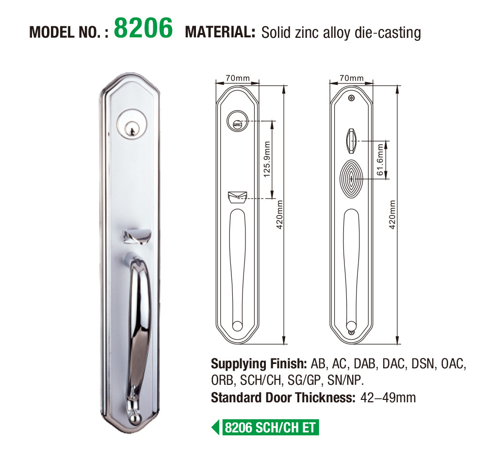 durable anti-theft zinc alloy door lock usa with latch for mall