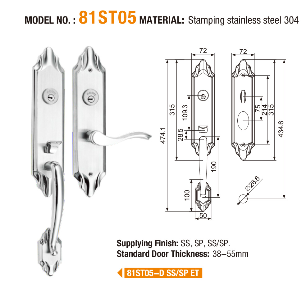 FUYU stronge customized stainless steel door lock with international standard for wooden door-5