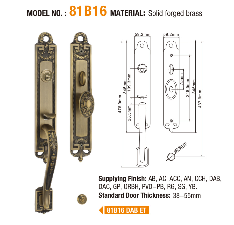 FUYU zinc mortise lock brass on sale for home-5