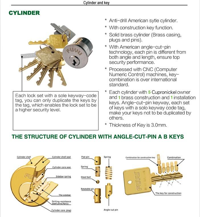 FUYU quality custom brass door lock with latch for mall-4