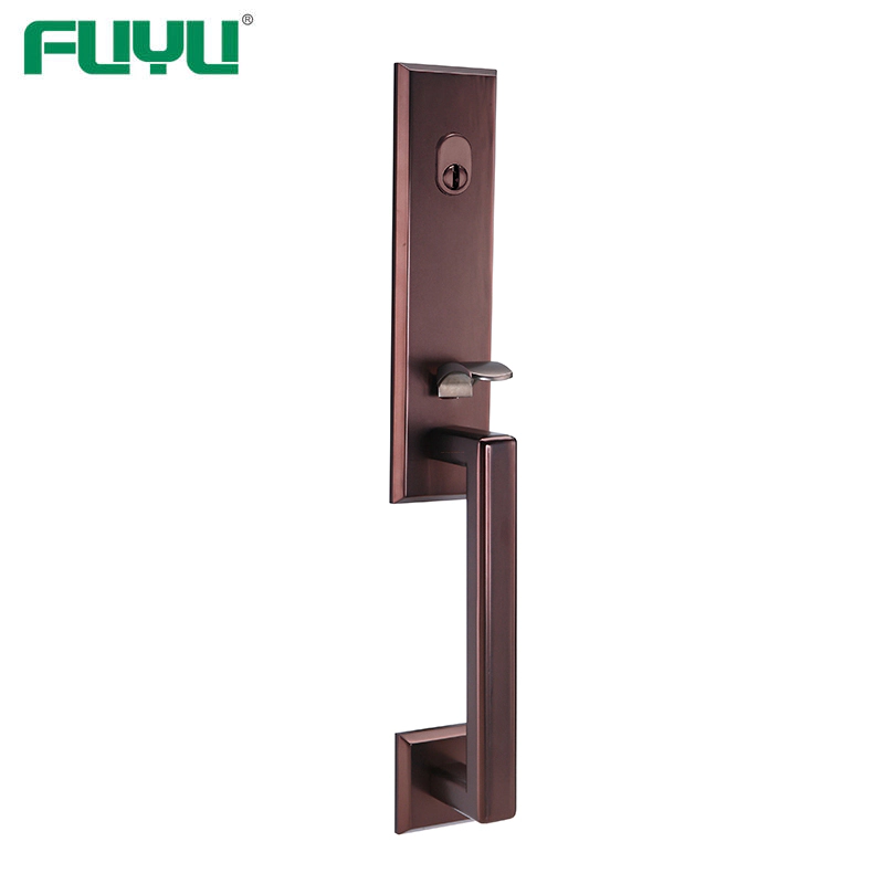 Oil rubbed bronze rectangle grip handle door lock