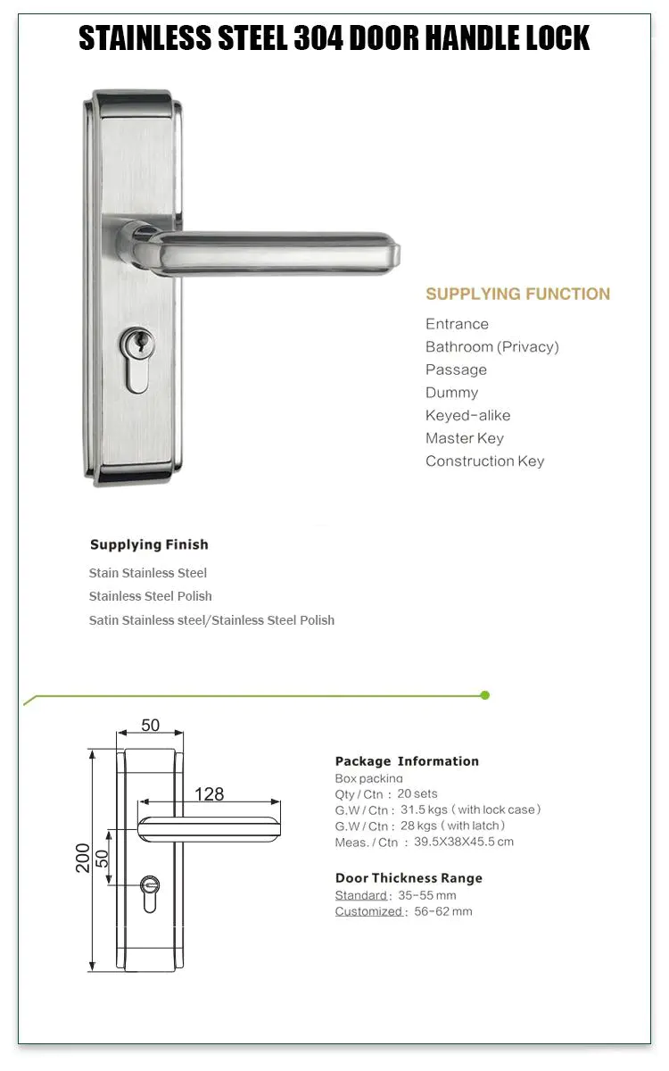FUYU mortise door lock set with international standard for shop
