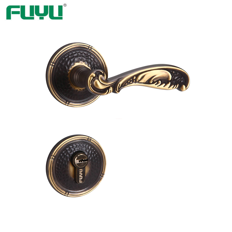 Brass lever security door handle lock