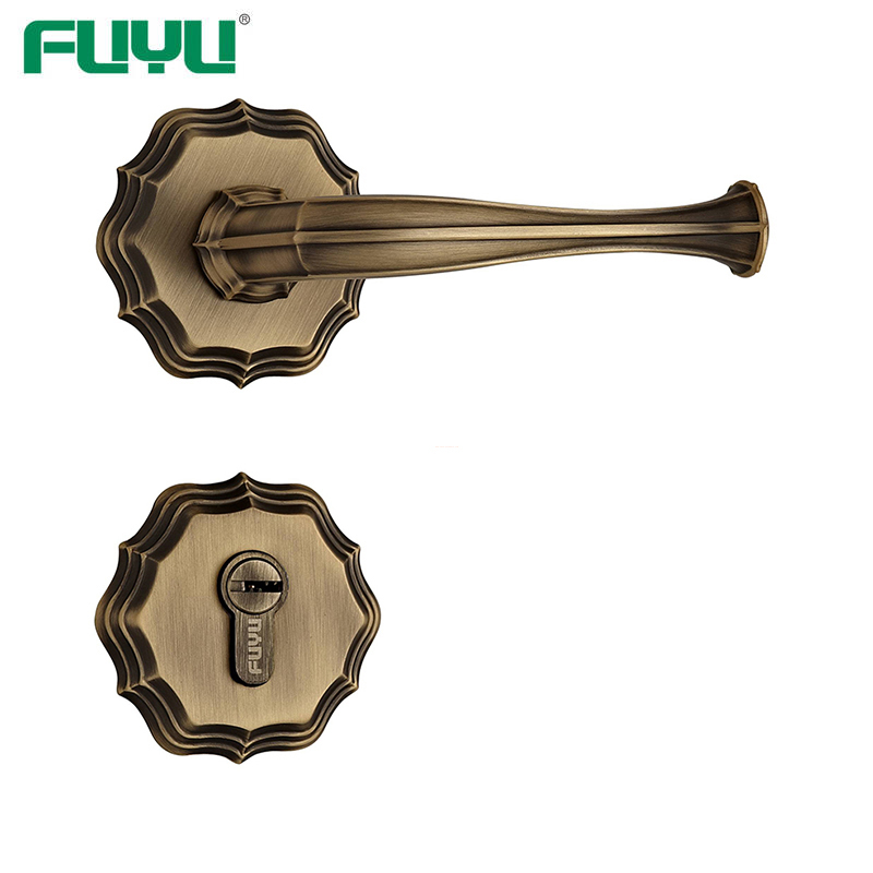Brass rose lever handle lock