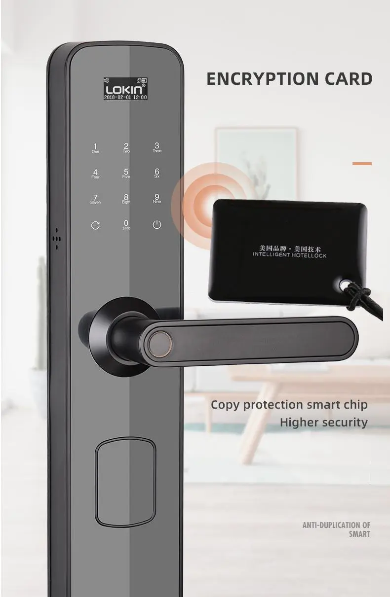 FUYU high security smart lock apartment door with latch for building