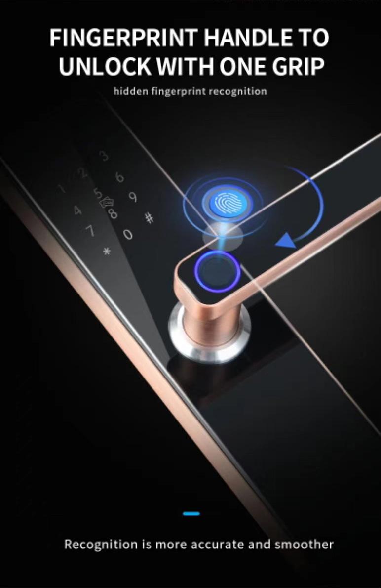 product-FUYU-Easily Open Simple Hidden Fingerprint Handle Smart Lock With Wechat APP-img