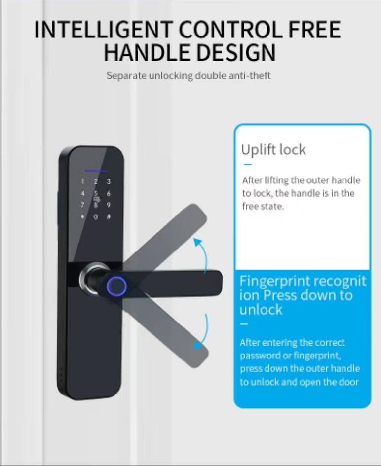 product-FUYU-Easily Open Simple Hidden Fingerprint Handle Smart Lock With Wechat APP-img-1