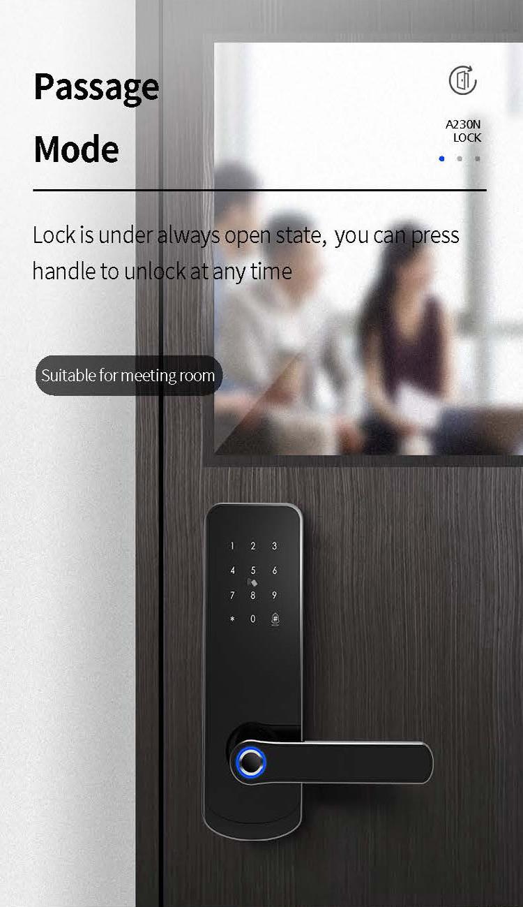 product-Simple Design Short Panel Lever Handle TUYA TTLock Smart Door Lock-FUYU-img-2