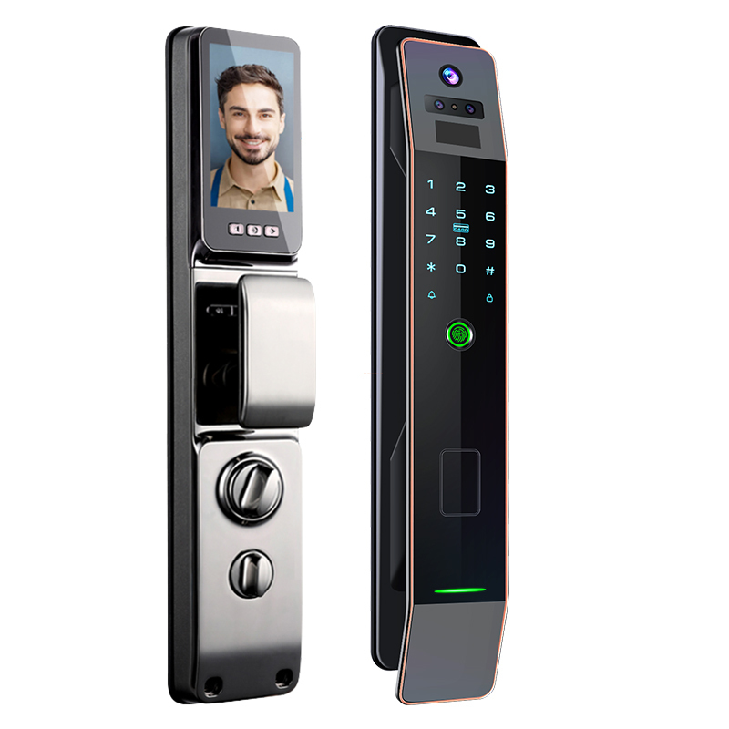 3D Face Recognition Door Lock Password Fingerprint IC Card Mechanical Key Lock With Video Intercom