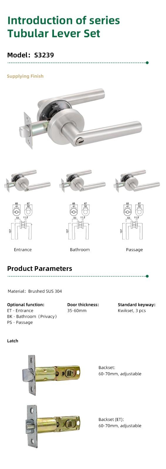 product-High Quality Handle FUYU Lever Lock Mechanical Door Lock With 3 Keys-FUYU lock-img