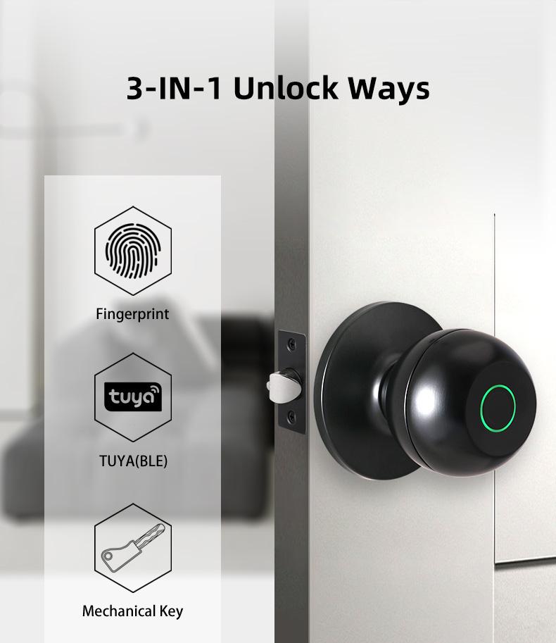 product-FUYU lock-Newly Upgraded Electronic Lock Intelligent Fingerprint Cylindrical Knob Lock-img