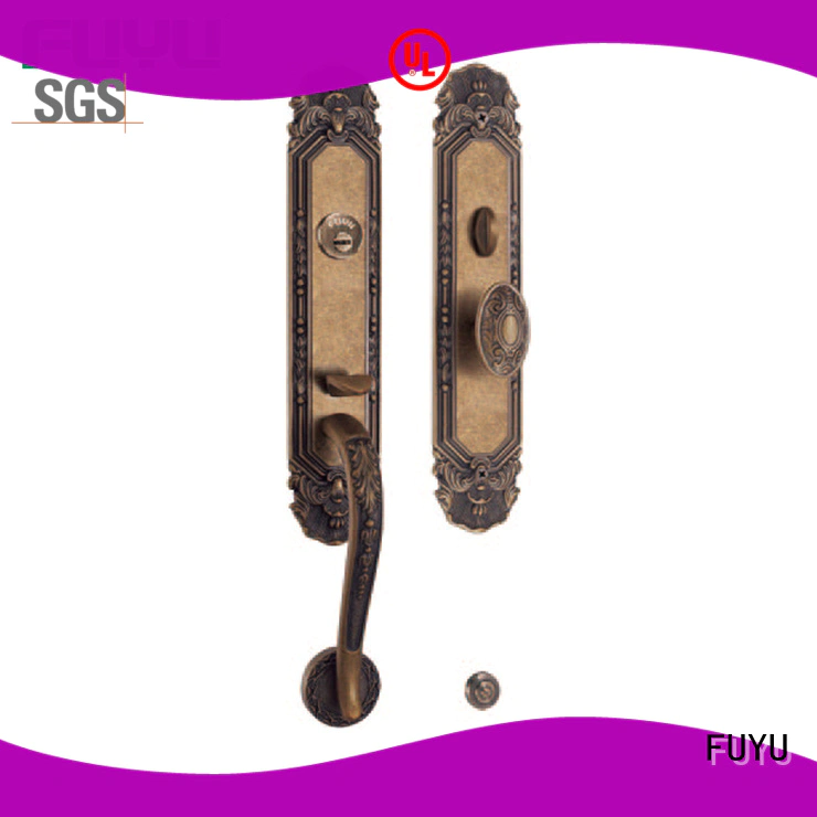 FUYU plain brass door knob with lock with latch for wooden door