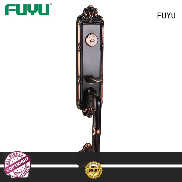 FUYU high security brass bathroom door handles with lock with latch for shop